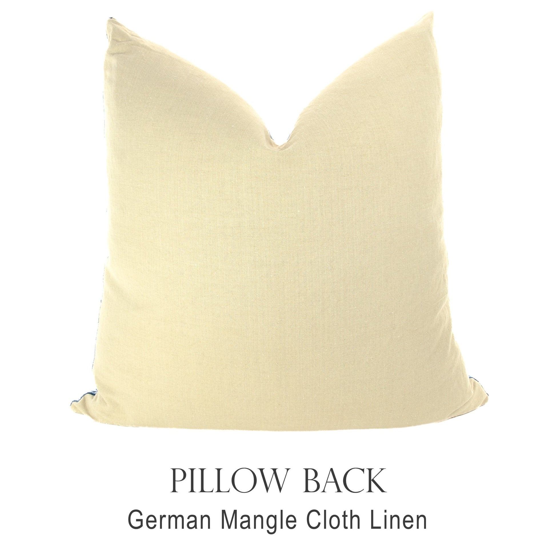 Back of pillow made from vintage German natural tone mangle cloth linen