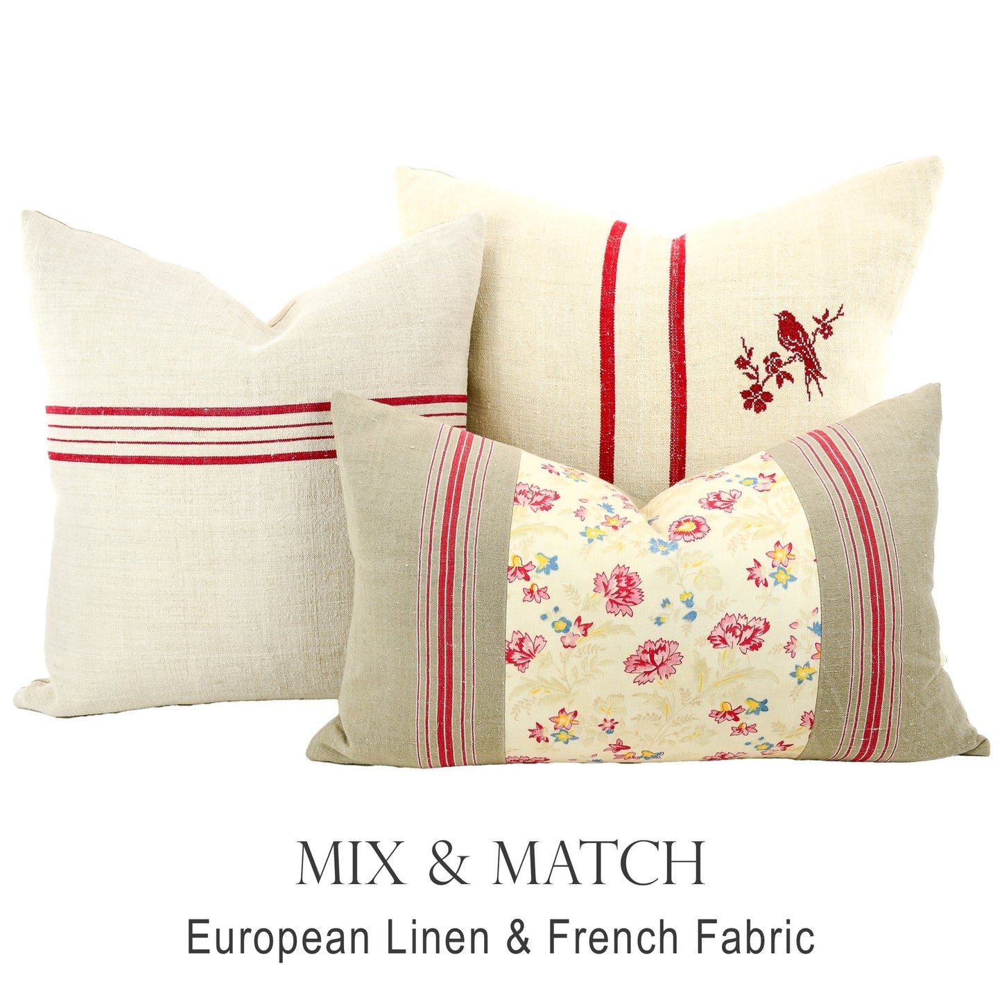 Mix and match pillows from different fabrics and colors