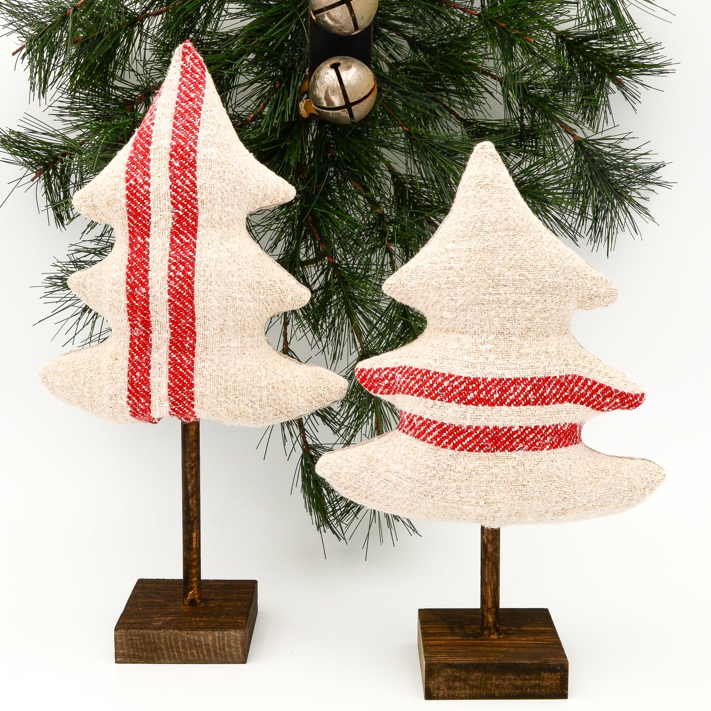 Vintage Grain Sack Linen Christmas Trees - Modern Farmhouse/Country
