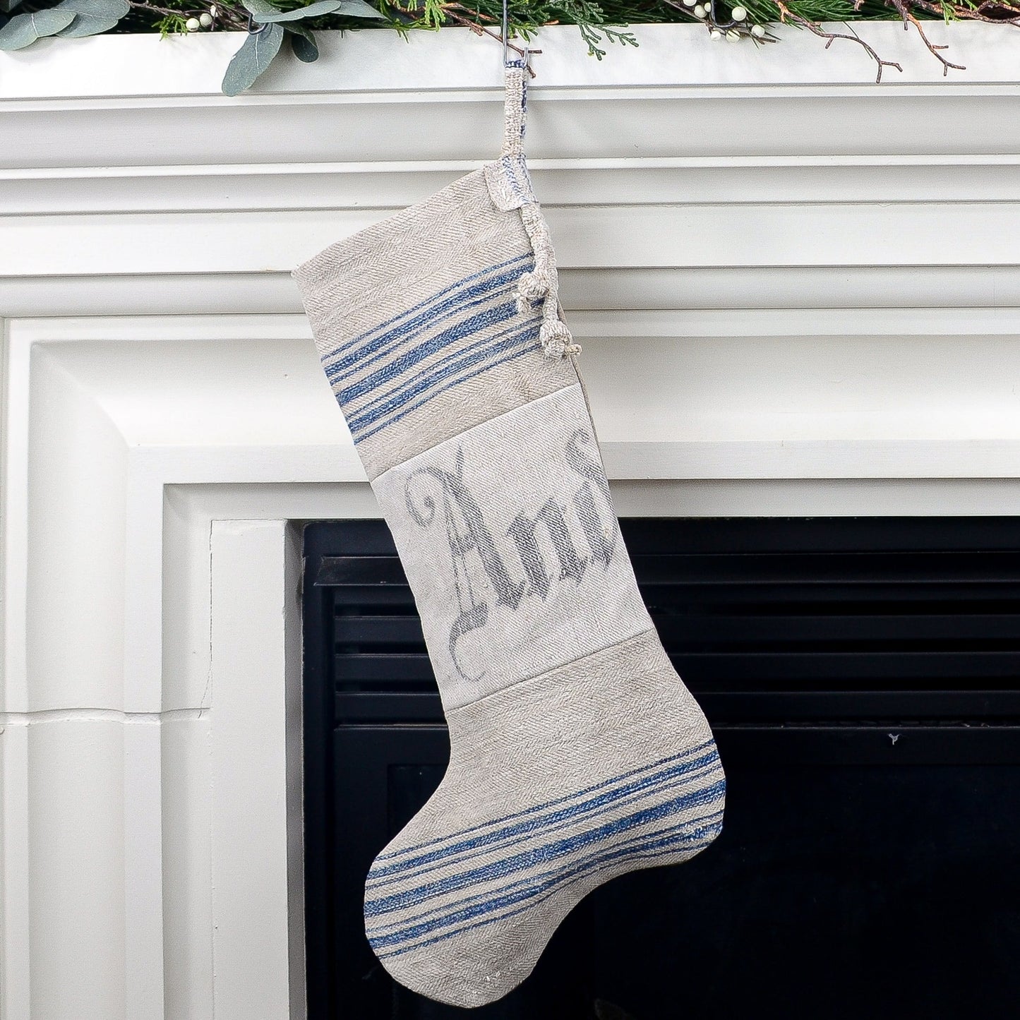 Antique German Grain Sack Linen Christmas Stocking - perfect for holding lots of Christmas surprises