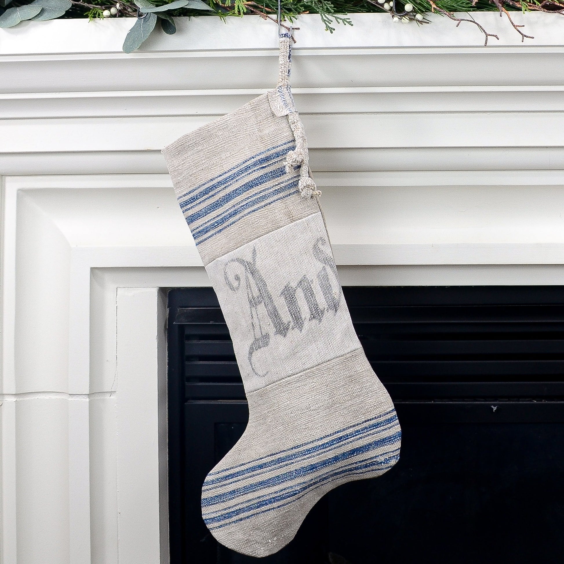 Antique German Grain Sack Linen Christmas Stocking - perfect for holding lots of Christmas surprises