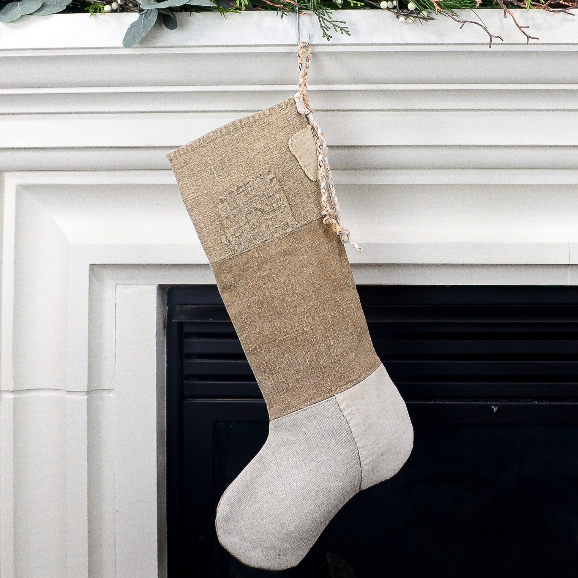 Antique German Grain Sack Linen Christmas Stocking - perfect for holding lots of Christmas surprises