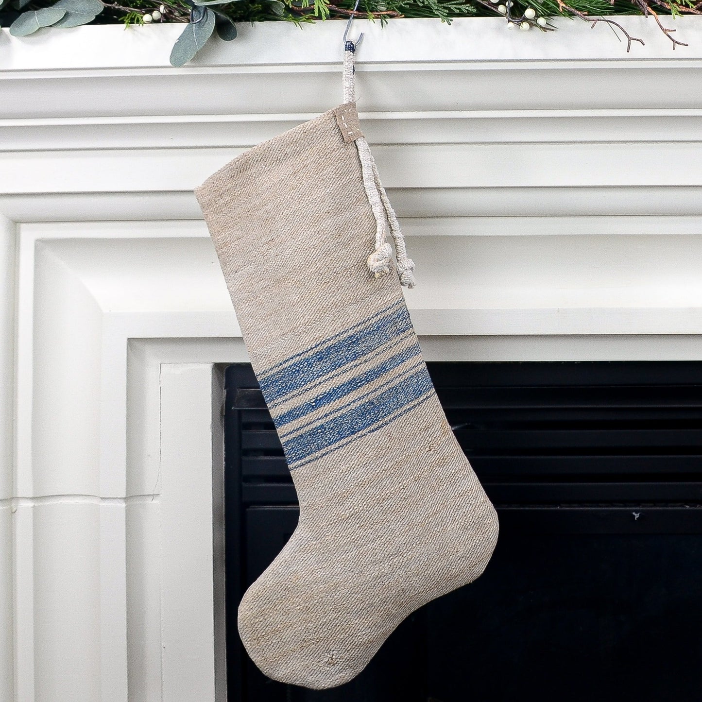 Antique German Grain Sack Linen Christmas Stocking - perfect for holding lots of Christmas surprises