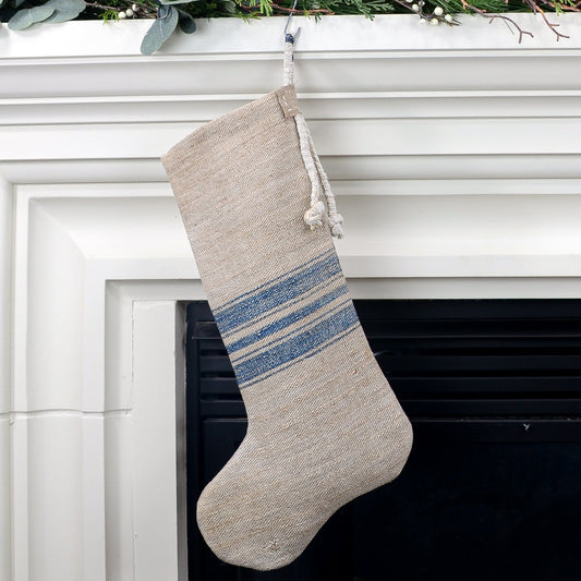 Antique German Grain Sack Linen Christmas Stocking - perfect for holding lots of Christmas surprises