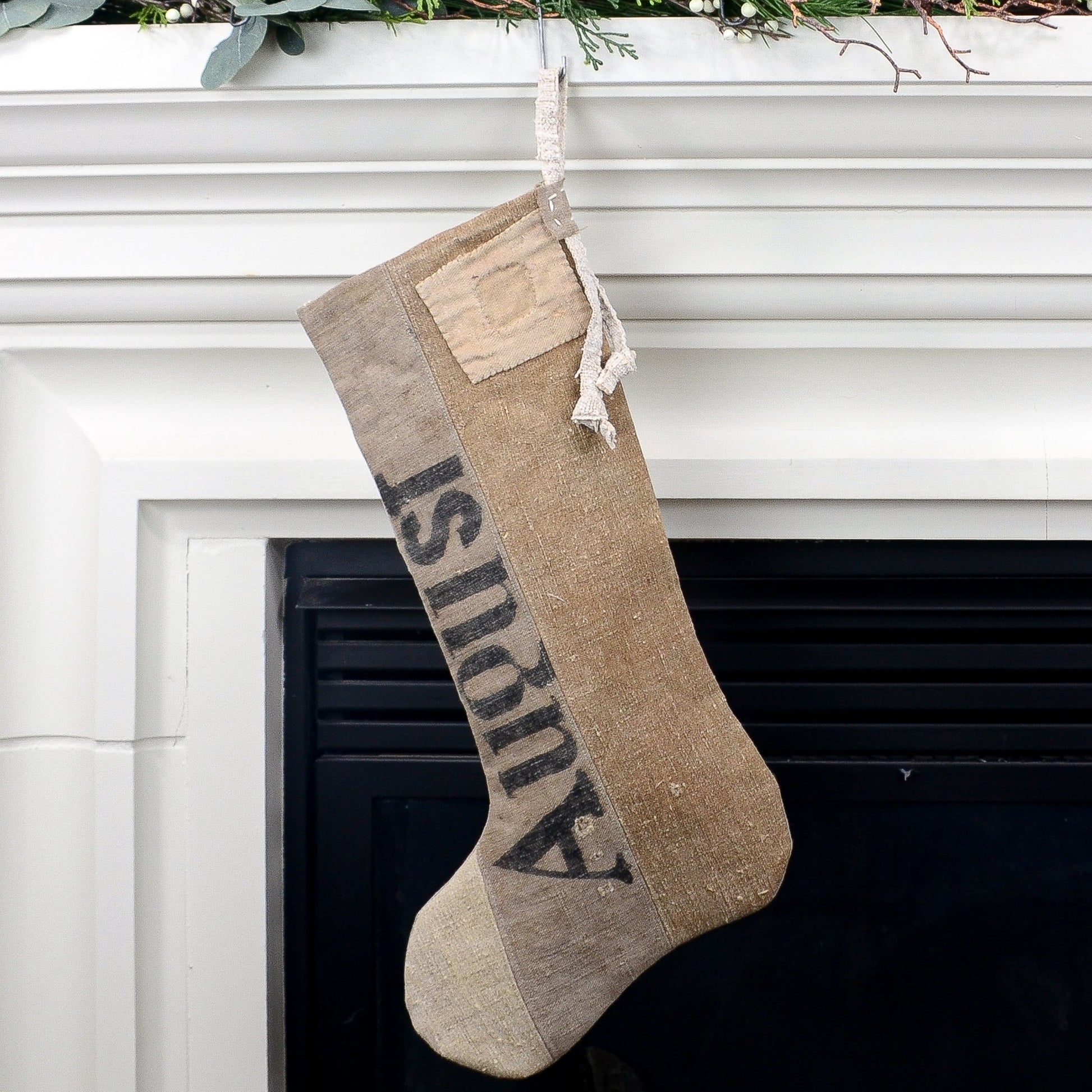 Antique German Grain Sack Linen Christmas Stocking - perfect for holding lots of Christmas surprises