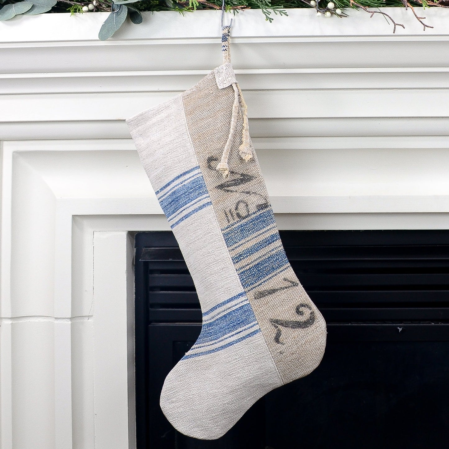 Antique German Grain Sack Linen Christmas Stocking - perfect for holding lots of Christmas surprises