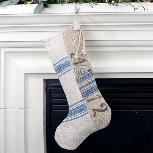 Antique German Grain Sack Linen Christmas Stocking - perfect for holding lots of Christmas surprises