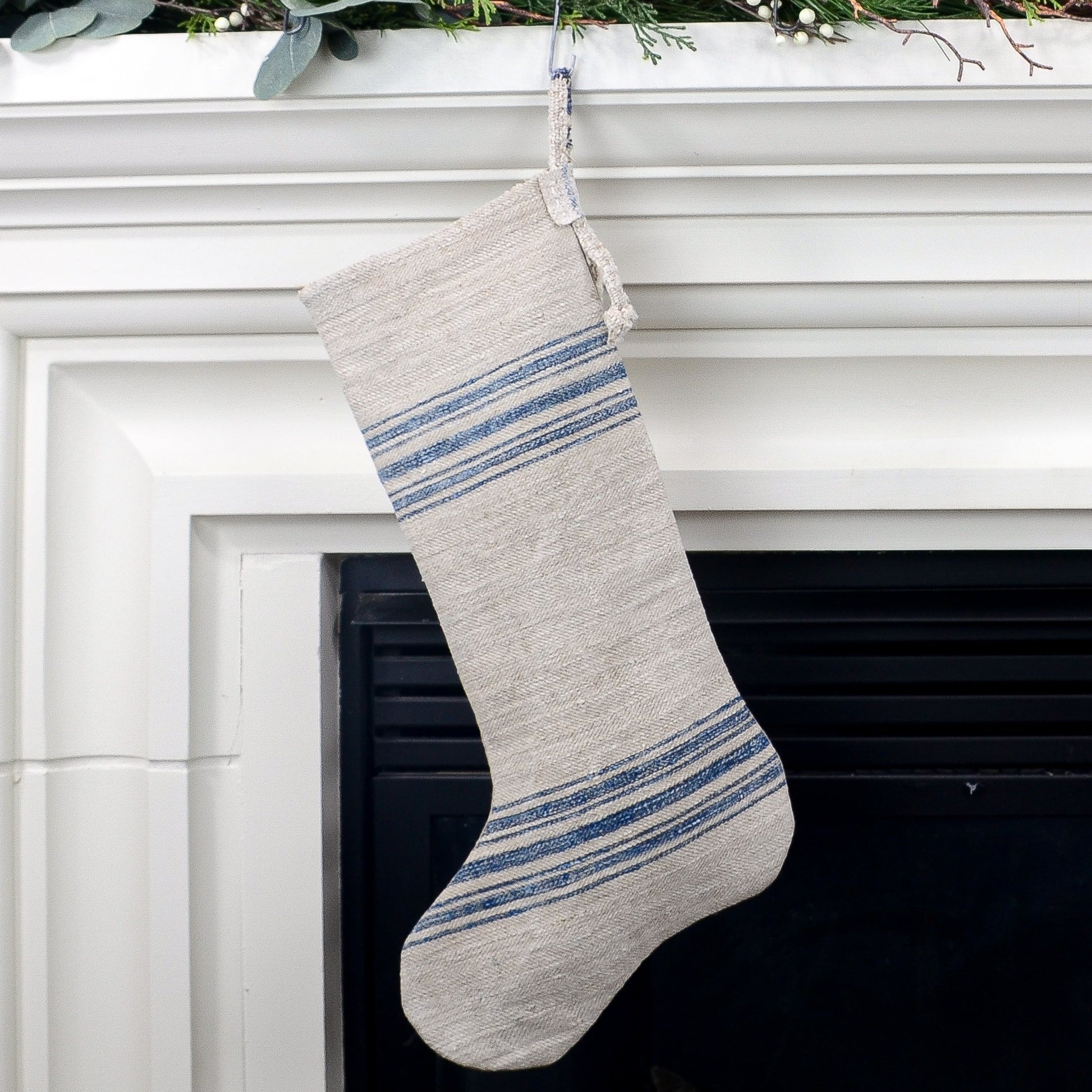 Antique German Grain Sack Linen Christmas Stocking - perfect for holding lots of Christmas surprises