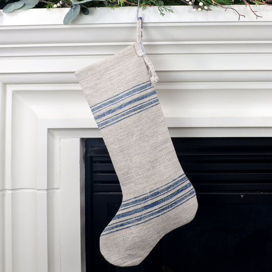 Antique German Grain Sack Linen Christmas Stocking - perfect for holding lots of Christmas surprises
