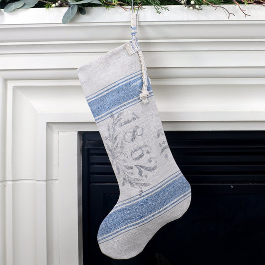 Antique German Grain Sack Linen Christmas Stocking - perfect for holding lots of Christmas surprises
