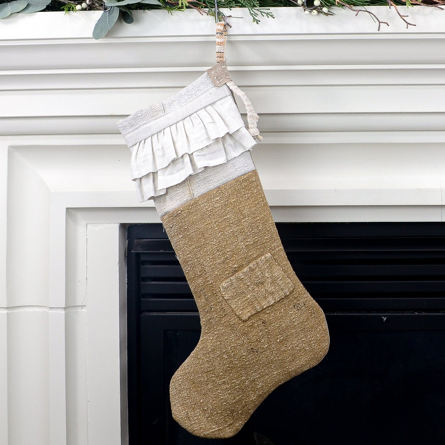 Antique German Grain Sack Linen Christmas Stocking - perfect for holding lots of Christmas surprises