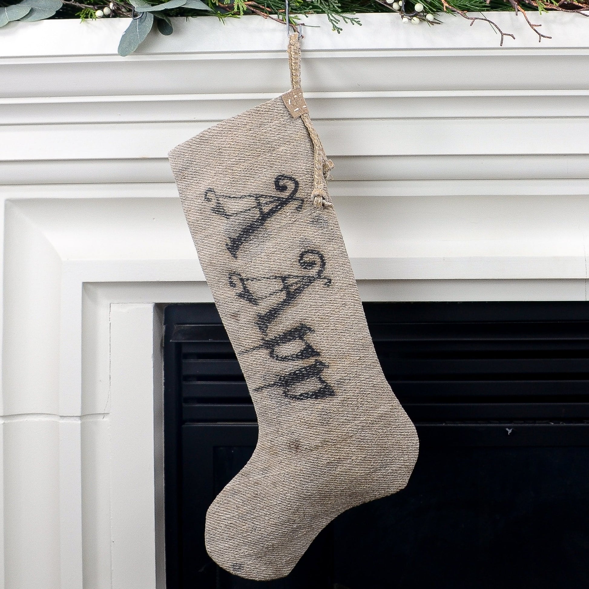 Antique German Grain Sack Linen Christmas Stocking - perfect for holding lots of Christmas surprises