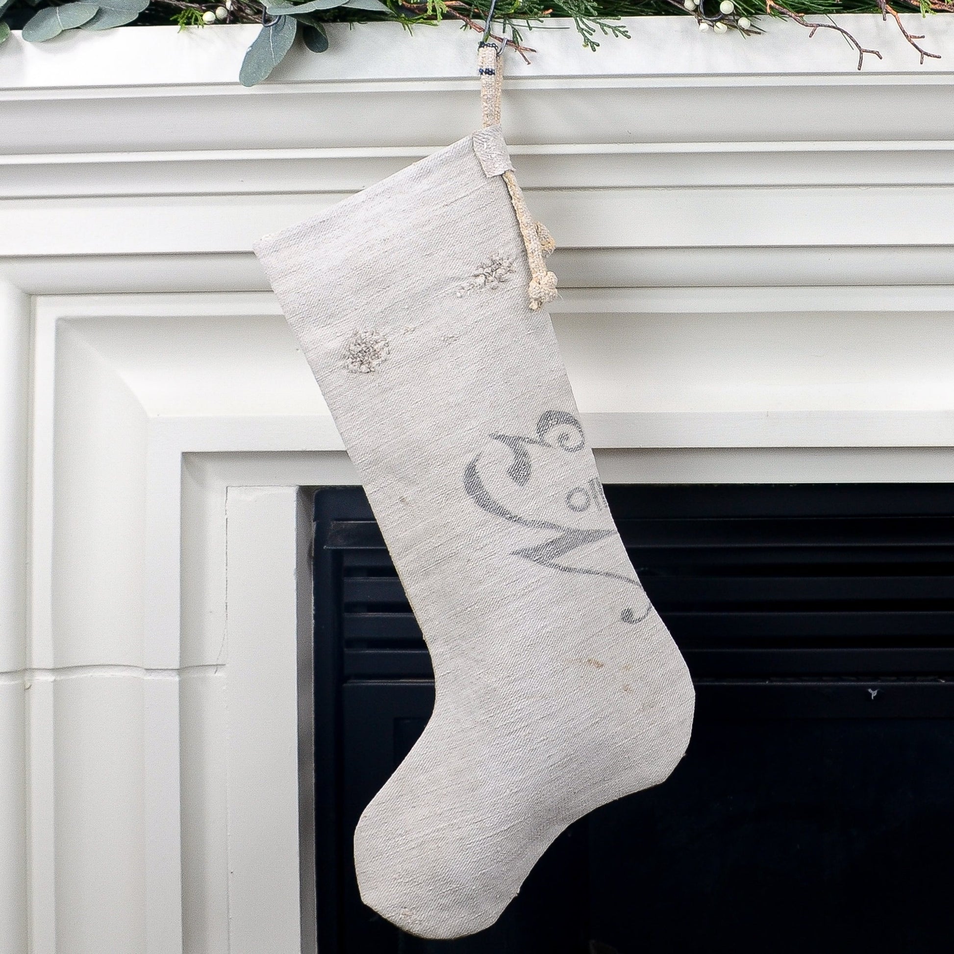 Antique German Grain Sack Linen Christmas Stocking - perfect for holding lots of Christmas surprises