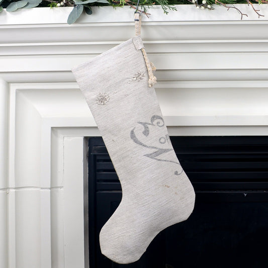 Antique German Grain Sack Linen Christmas Stocking - perfect for holding lots of Christmas surprises