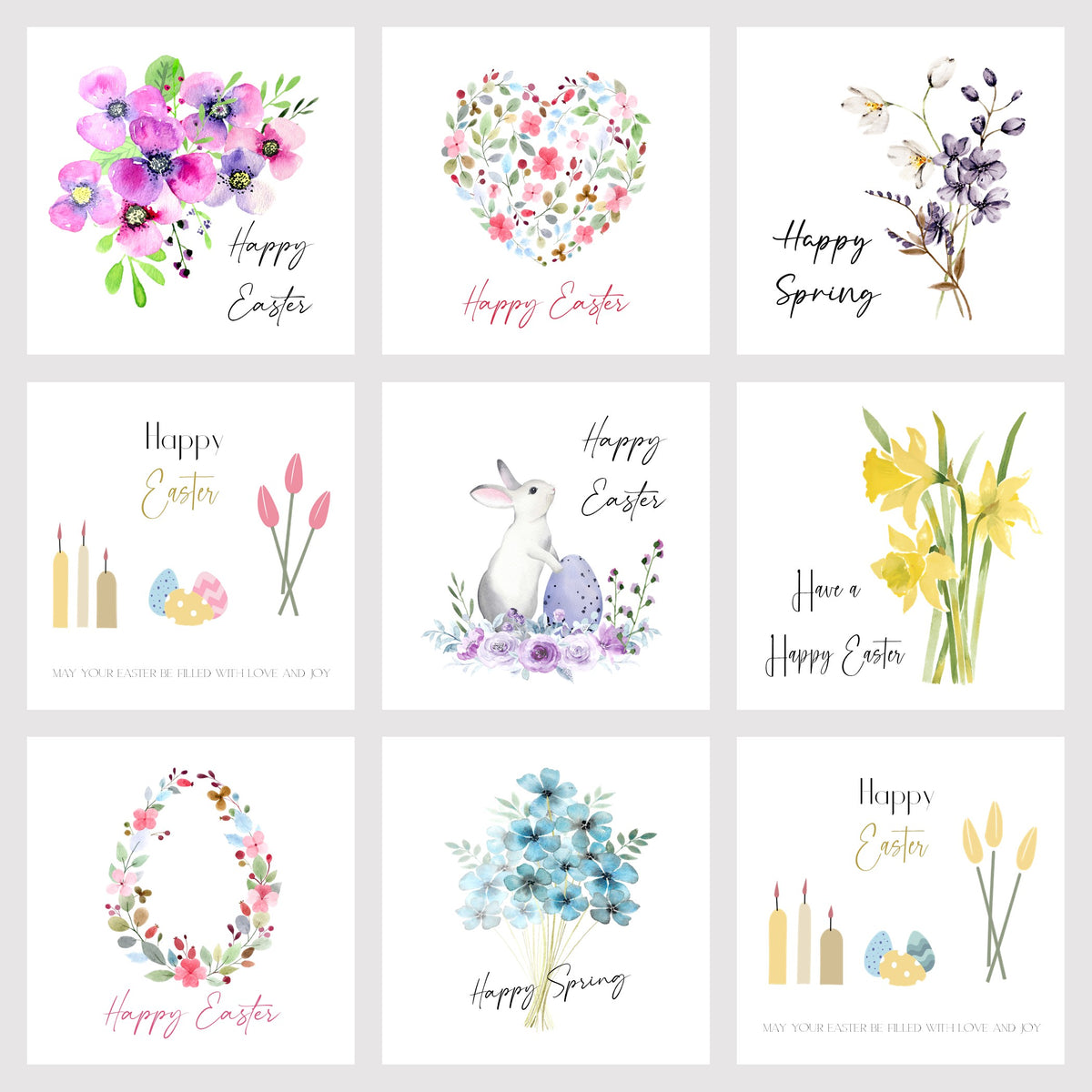 Choose from a selection of nine greeting cards.