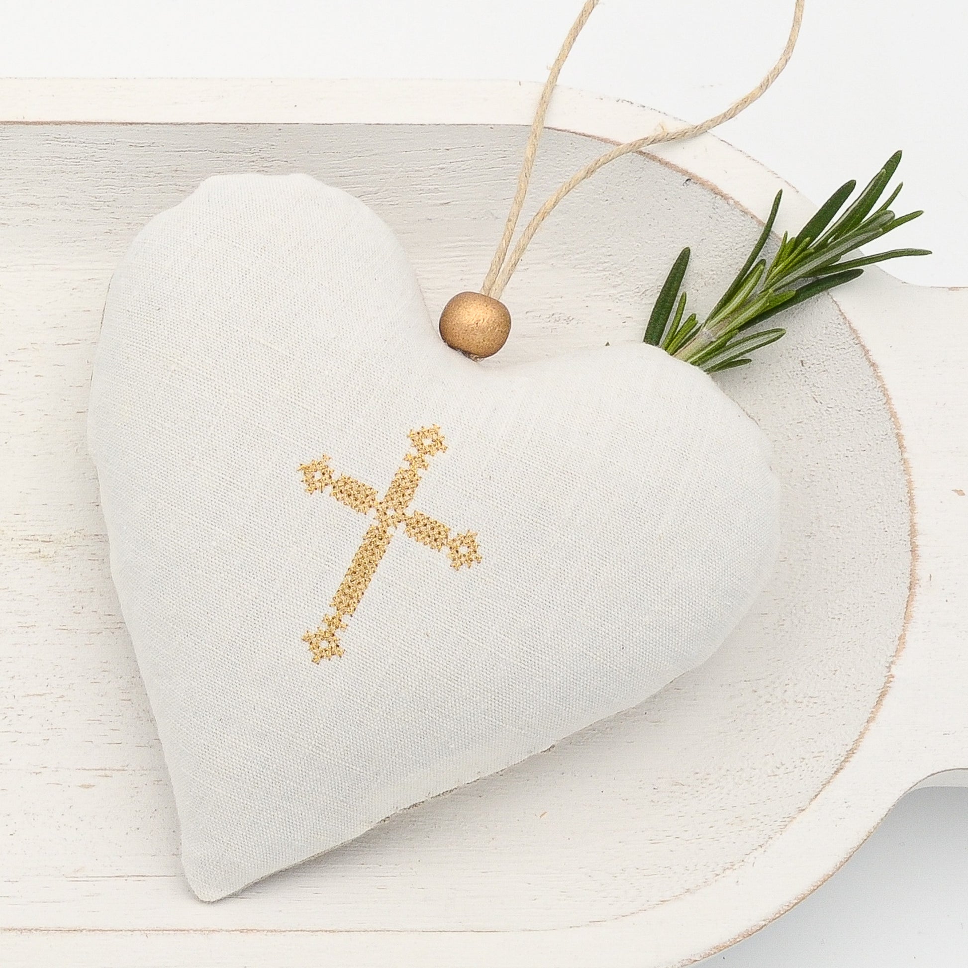 Gold Cross Lavender Sachet Heart