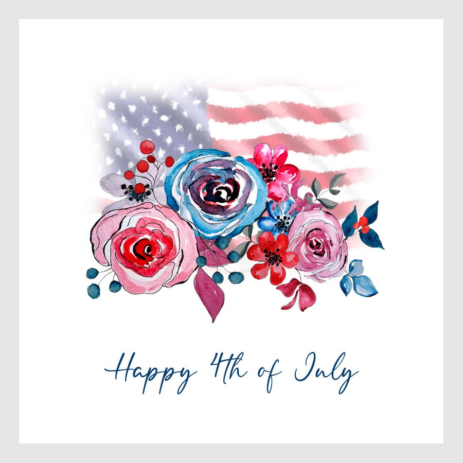 American flag with roses greeting card