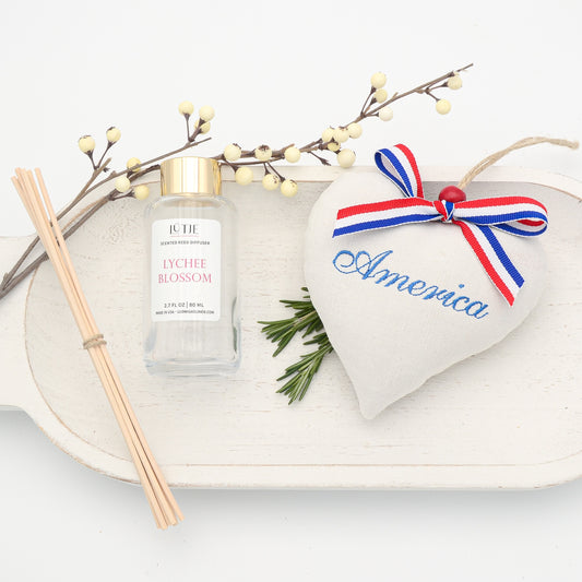 Lychee Blossom Reed Diffuser with America Lavender Sachet Heart