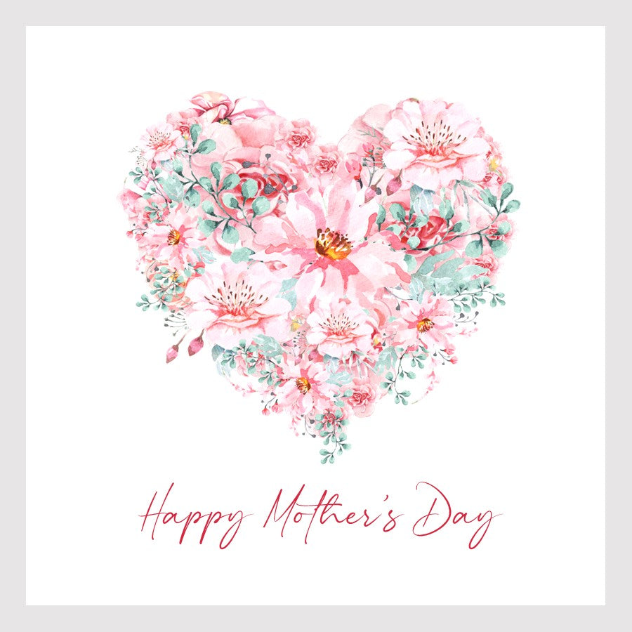 Pink floral heart greeting card