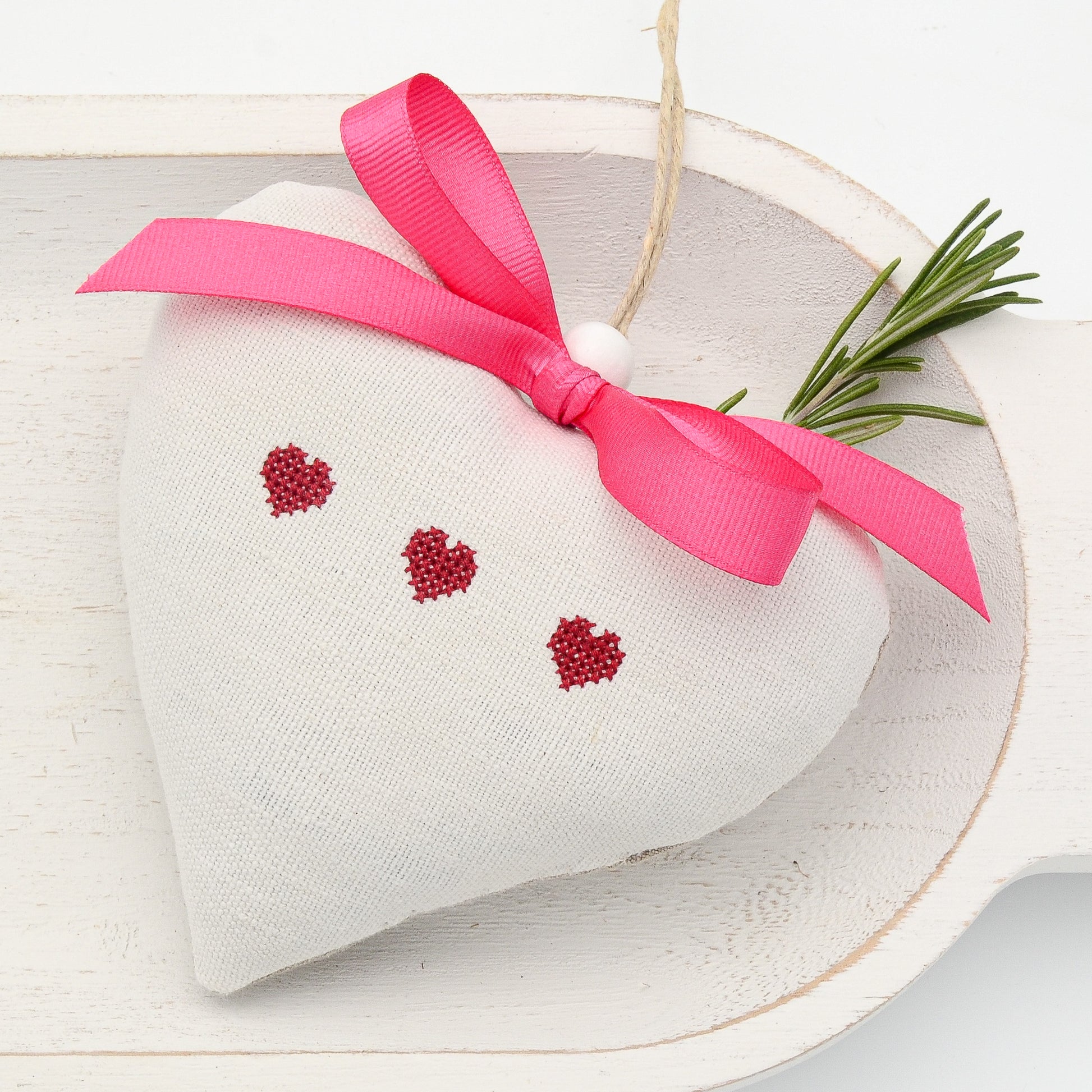 Three Red Hearts Handcrafted Lavender Sachet