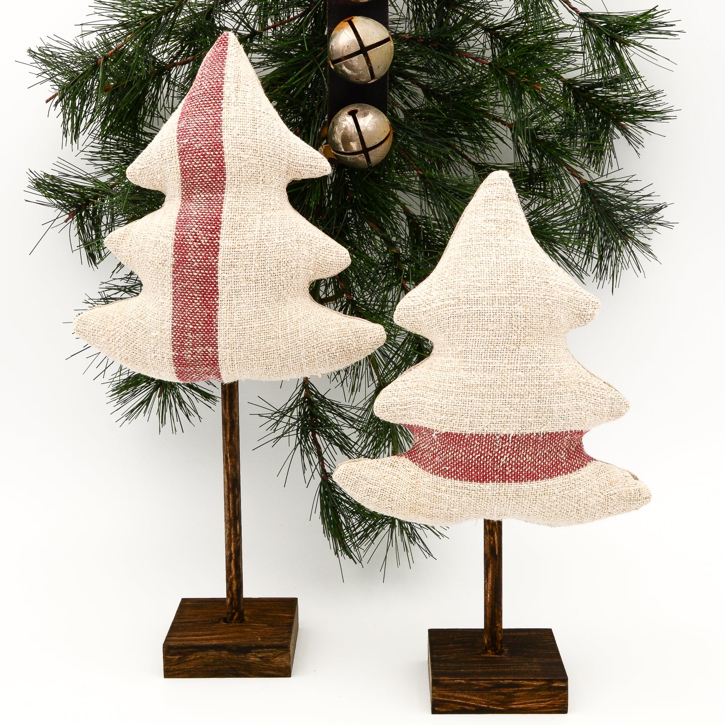 Modern Farmhouse Antique Linen Trees - Rustic Country Holiday Decor