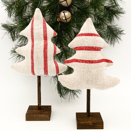 Grain Sack Linen Christmas Trees - Rustic Farmhouse/Country Decor