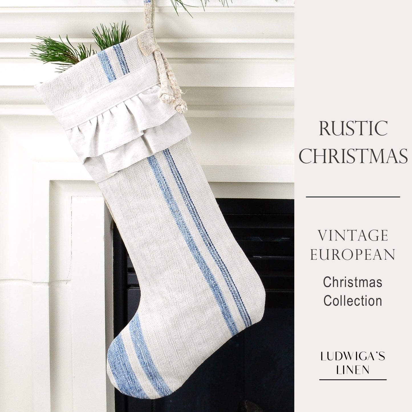 Antique German Grain Sack Linen Christmas Stocking - perfect for holding lots of Christmas surprises